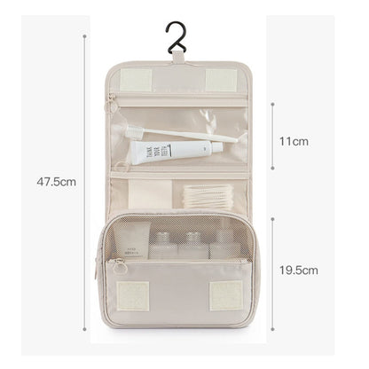 Travel Toiletry Bag for Women with Hook Beige Hanging Toiletry Bag