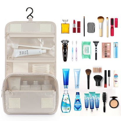 Travel Toiletry Bag for Women with Hook Beige Hanging Toiletry Bag