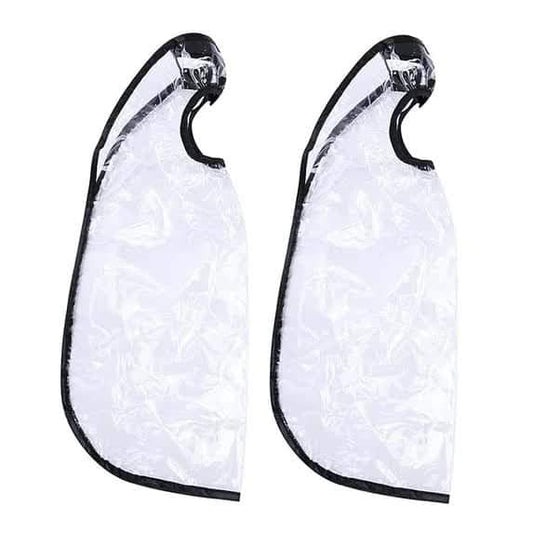 Hair washing funnel cape, clear white with black trim and top neck opening