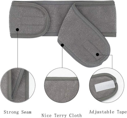 Spa Headband Facial Headbands Makeup Hair Band Washing Face Thick Terry Cloth Head Band for Yoga Sport Shower Adjustable Length Elastic Stretch (10 Pack)