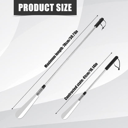 Extendable Shoe Horn, Premium Stainless Steel Adjustable Handle Shoe Lifter with Long Handle Shoehorn Telescopic Travel Shoe Helper Shoe Aid Tools for Women Men Seniors