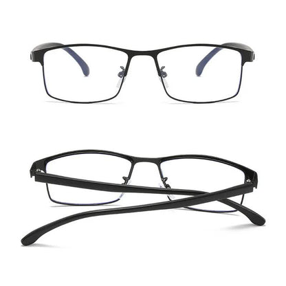 Anti-blue Light Myopia Glasses Ready-made Business Men Women Metal Square Glasses Diopter 0 -0.5 -1.0 -1.5 To -6.0 3