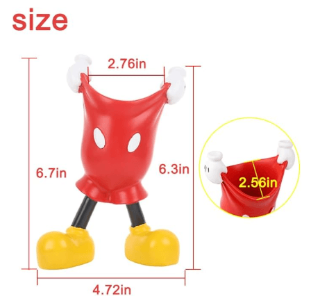 Red cat-shaped pen holder with white side handles and yellow feet; black base