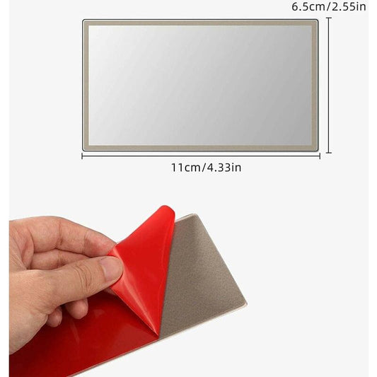 Car sun visor vanity mirror, small rectangular mirror with adhesive red backing
