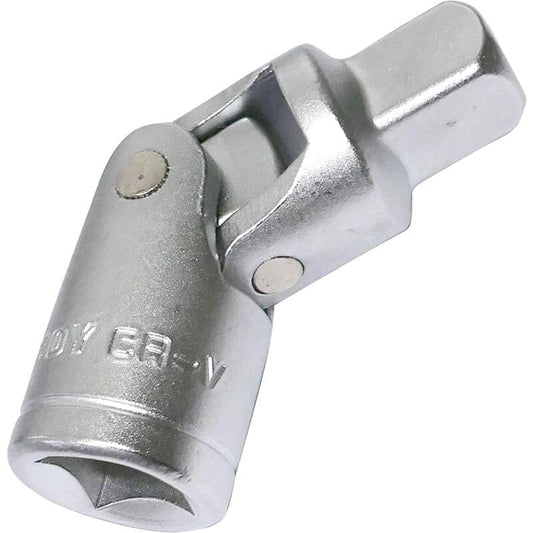 1/2 drive universal joint ratchet right-angle socket adapter, silver metal
