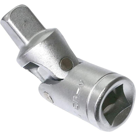 1/2 drive universal joint ratchet adapter with square drive opening, silver metal