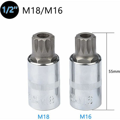 10 pcs M4 - M18 Torx Spline Bit Socket Set - Triple Square Socket Set With Storage Case