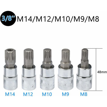10 pcs M4 - M18 Torx Spline Bit Socket Set - Triple Square Socket Set With Storage Case