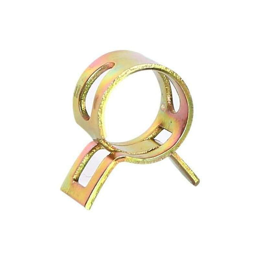 Adjustable hose clamp spring clip with rainbow zinc finish and latch tab
