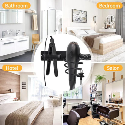 Hair Dryer Holder And Straightener Stand, Hair Dryer Holder With Cable Management, Wall Mounted Hair Dryer Organizer