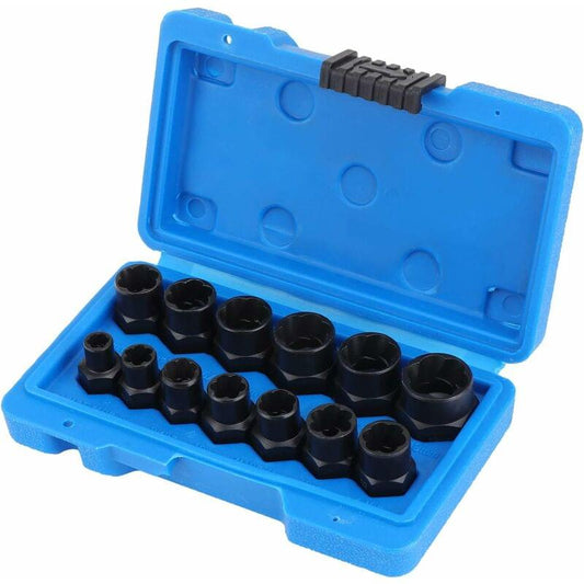 Socket extractor socket set in blue case with black sockets
