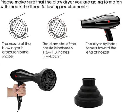 Universal Hair Dryer Diffuser Nozzle - Universal Silicone for Curls, Universal for Brushes