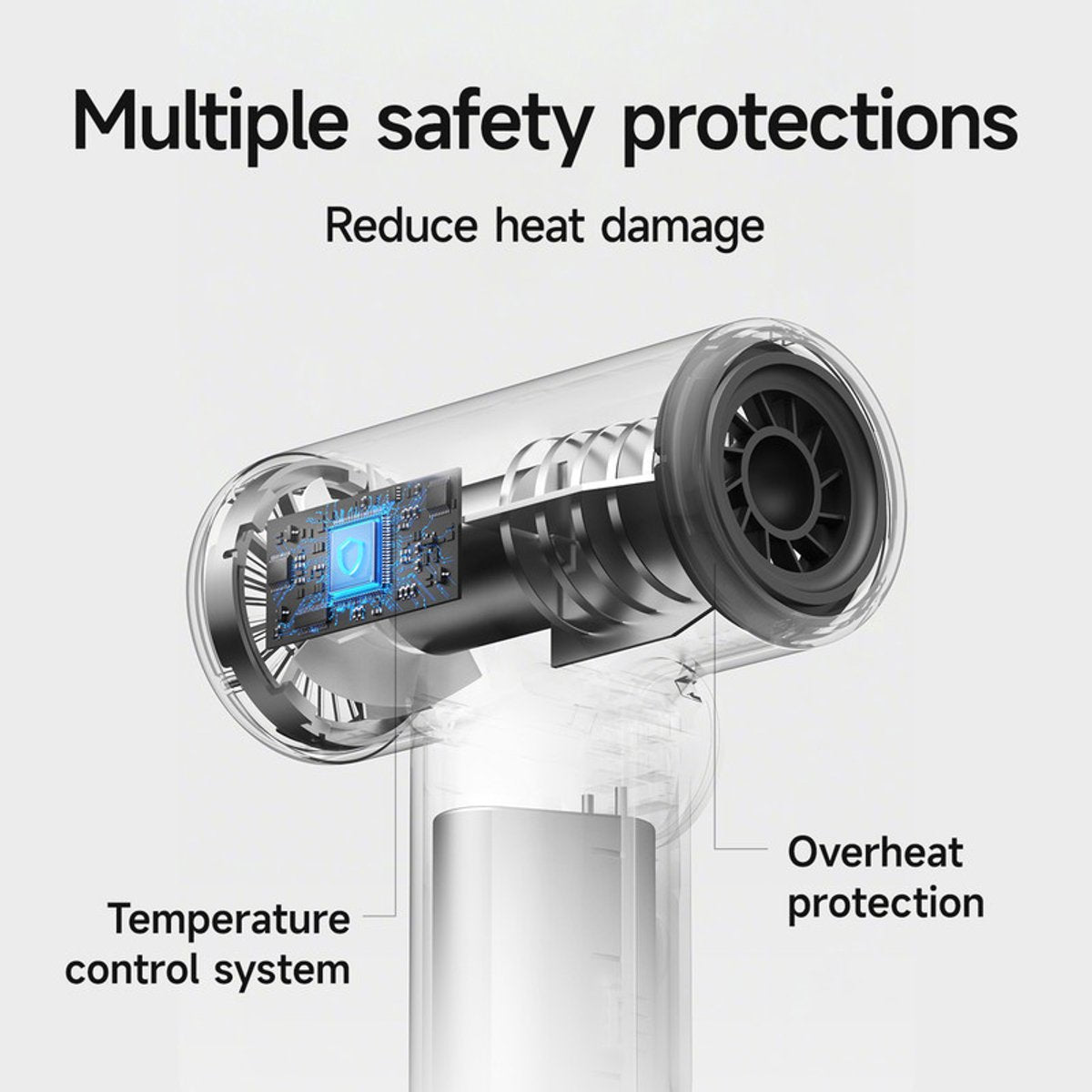 Professional cordless hair dryer - 3 speeds and 3 temperatures, USB rechargeable battery, 200W, portable with digital display for women, beach and camping