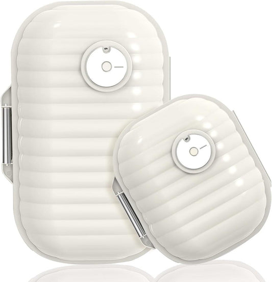 White 7-day pill organizer with two hinged cases and round locking dials.