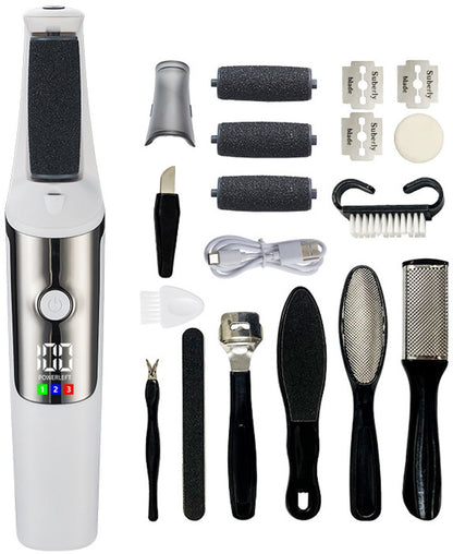 Electric Foot File - Professional Foot File - Pack of 10 - 3 Adjustable Speeds - For Dead Skin and Calluses - Wit