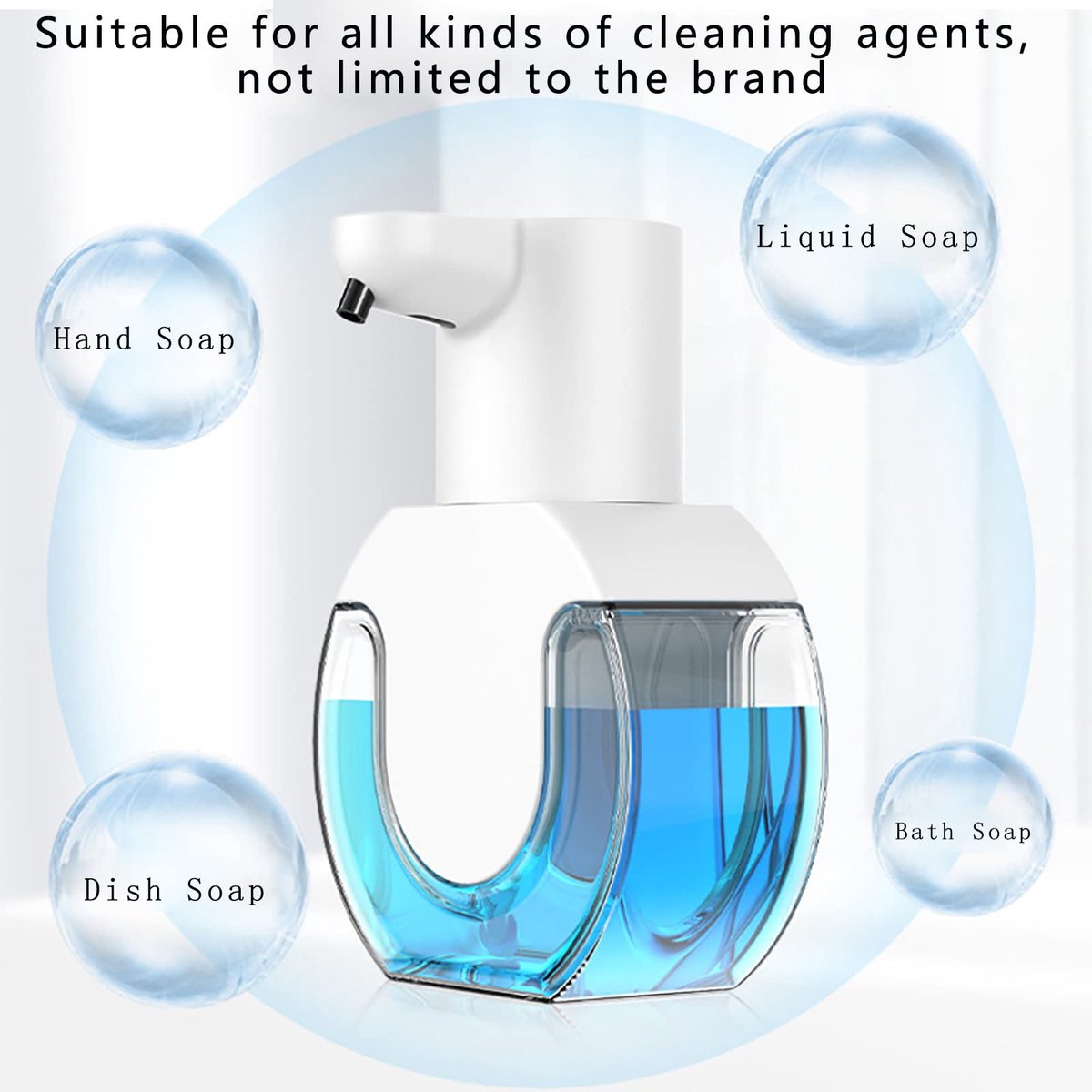 Automatic soap dispenser - 420 ml - USB rechargeable - Automatic foam dispenser - Foam technology - Infrared sensor - Suitable for bathroom, kitchen and office - Wit