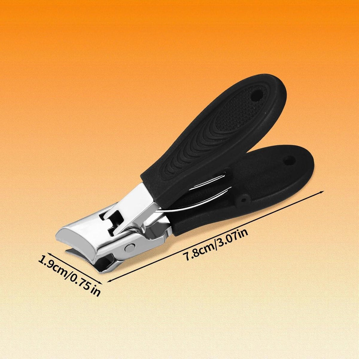 Wide nail clippers 78 x 19 cm - Anti-splash angled nail clippers with wide opening - Nail clippers for hands and feet - Pedicure and manicure tool for men and women (Black)