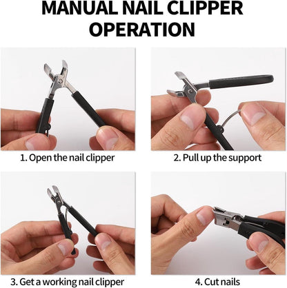 Wide nail clippers 78 x 19 cm - Anti-splash angled nail clippers with wide opening - Nail clippers for hands and feet - Pedicure and manicure tool for men and women (Black)
