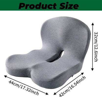 Ergonomic Memory Foam Seat Cushion with Lumbar Support and Tailbone Protection for Office Chairs, Driving and Home, Light Gray, L-Shaped