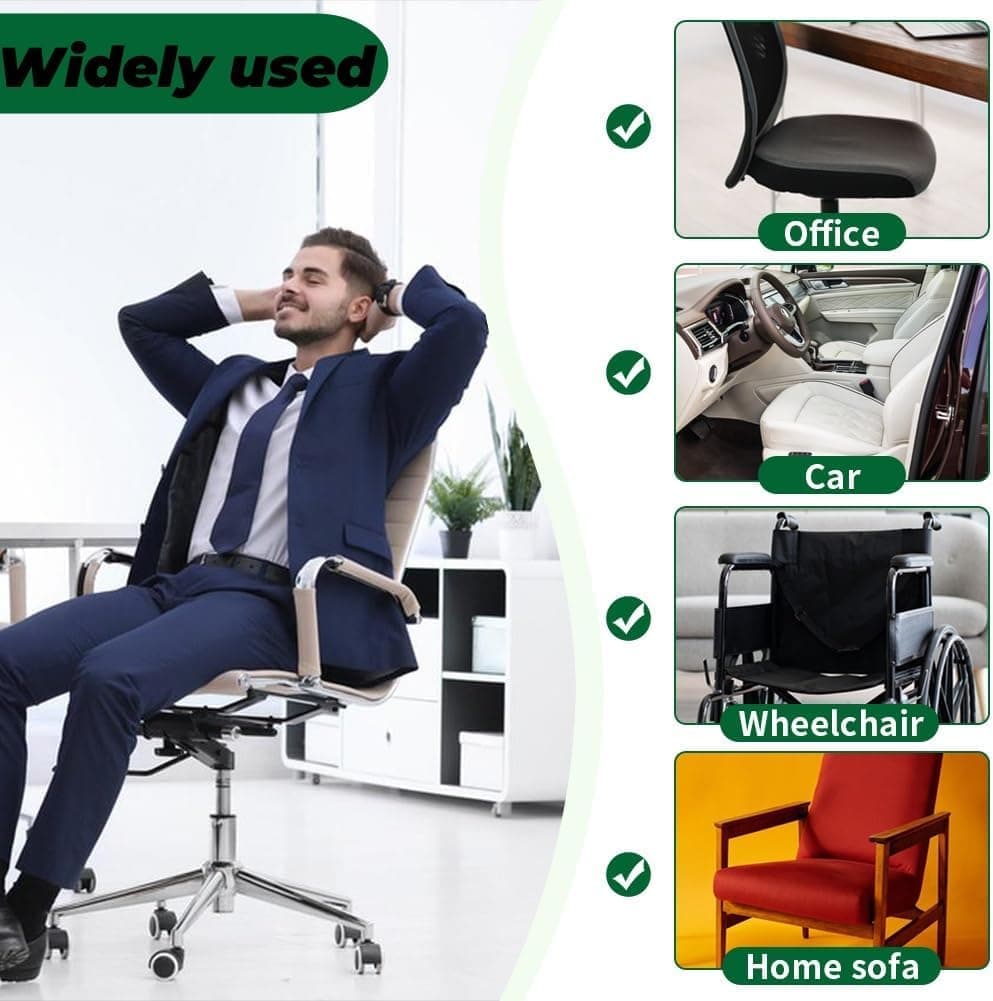 Ergonomic Memory Foam Seat Cushion with Lumbar Support and Tailbone Protection for Office Chairs, Driving and Home, Light Gray, L-Shaped