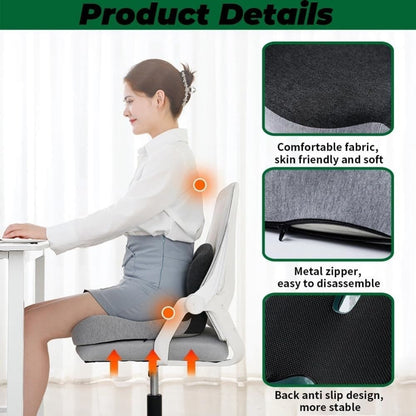 Ergonomic Memory Foam Seat Cushion with Lumbar Support and Tailbone Protection for Office Chairs, Driving and Home, Light Gray, L-Shaped