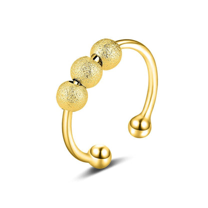8 pcs Adjustable Antistress Ring with Rotating Beads, Gold, Compatible with Fidget Spinner Rings
