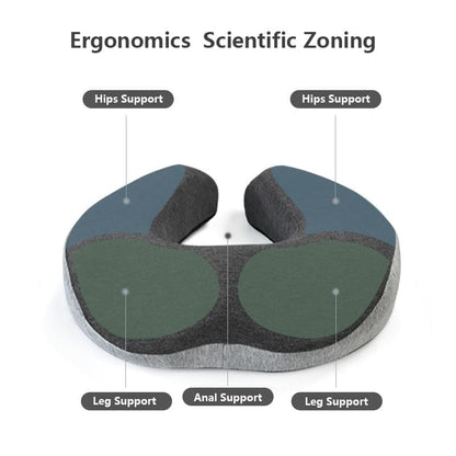 Ergonomic Memory Foam Orthopedic Seat Cushion for Coccyx Pain Relief, U-Shaped, for Office and Home