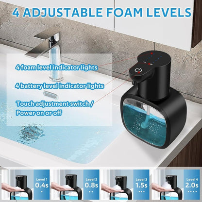 500ml Touchless Automatic Soap Dispenser with USB-C Charging, compatible with Liquid Soap, Black