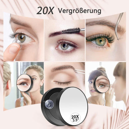 20X/30X Magnification Makeup Mirror with Tweezers, White, 30X