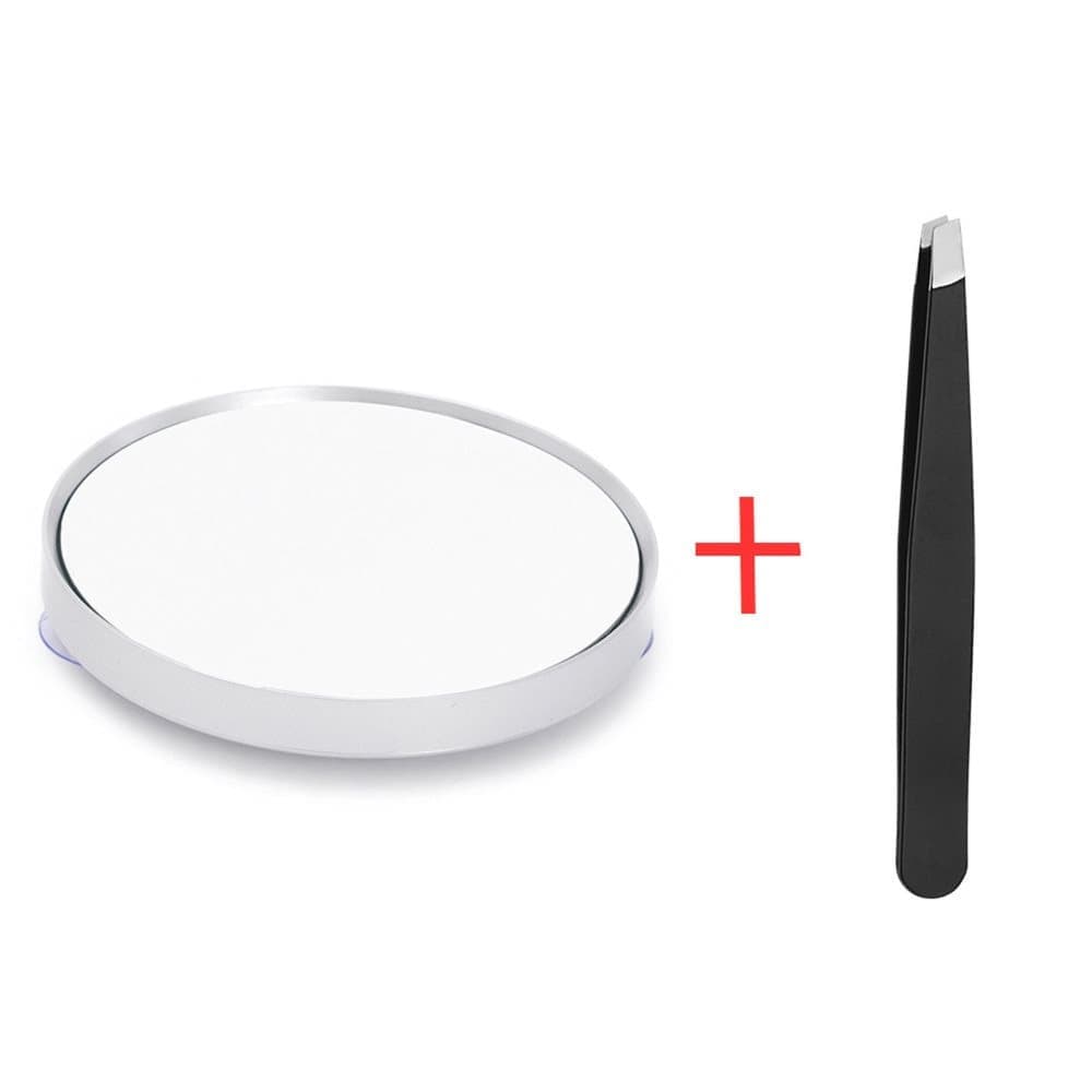 20X/30X Magnification Makeup Mirror with Tweezers, White, 30X
