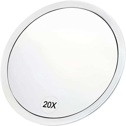 20X magnifying makeup mirror, white round frame with black rim