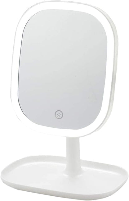 LED Makeup Mirror Rechargeable with Touch Control 3 Colors Dimmable 360 Adjustable, White