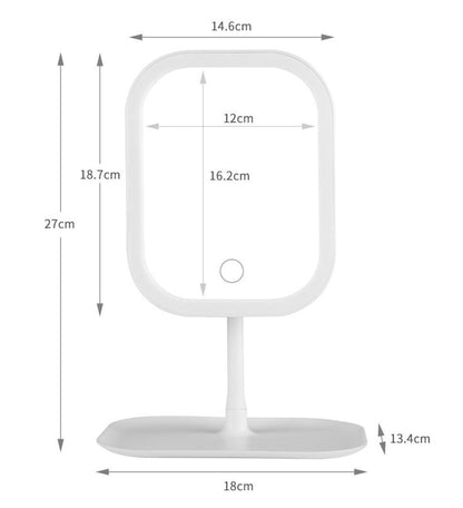 LED Makeup Mirror Rechargeable with Touch Control 3 Colors Dimmable 360 Adjustable, White