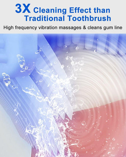 360° U-Shaped Electric Toothbrush with 3 Cleaning Modes, IPX7 Waterproof, Automatic Ultrasonic Tooth Cleaner, Compatible with Oral-B, Pink