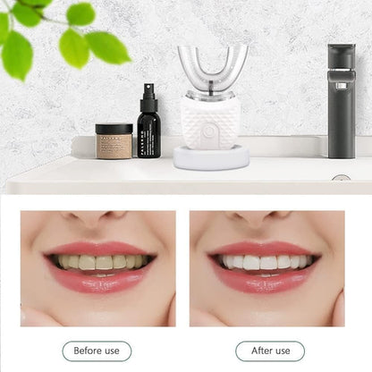 U-Shaped Electric Toothbrush with 3 Cleaning Modes, IPX7 Waterproof, Automatic Ultrasonic Tooth Cleaner, Compatible with Oral-B, Green