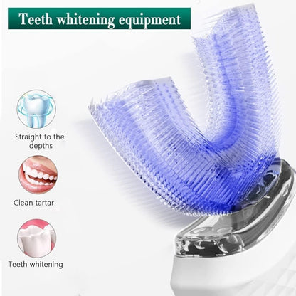 U-Shaped Electric Toothbrush with 3 Cleaning Modes, IPX7 Waterproof, Automatic Ultrasonic Tooth Cleaner, Compatible with Oral-B, Green