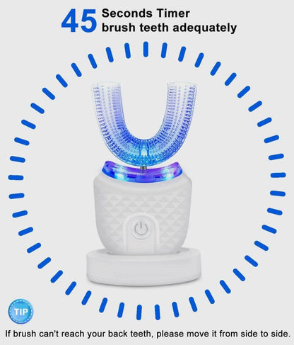 U-Shaped Electric Toothbrush with 3 Cleaning Modes, IPX7 Waterproof, Automatic Ultrasonic Tooth Cleaner, Compatible with Oral-B, Green
