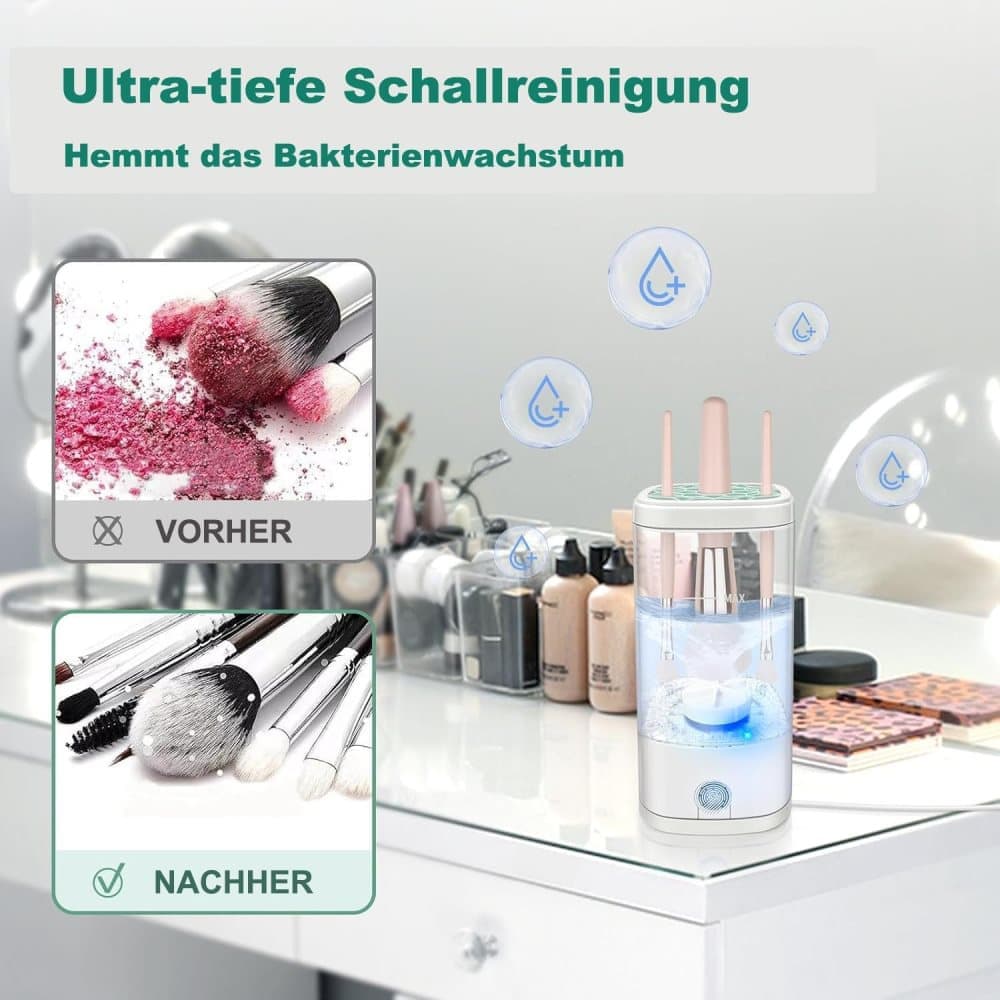 Electric Makeup Brush Cleaner, Fully Automatic Deep Cleaning, Portable Beauty Cleaner, Fits Multiple Brush Sizes, Gray