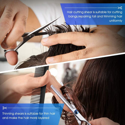 11-Piece Hairdressing Set with Scissors, Combs, Clips and Cape