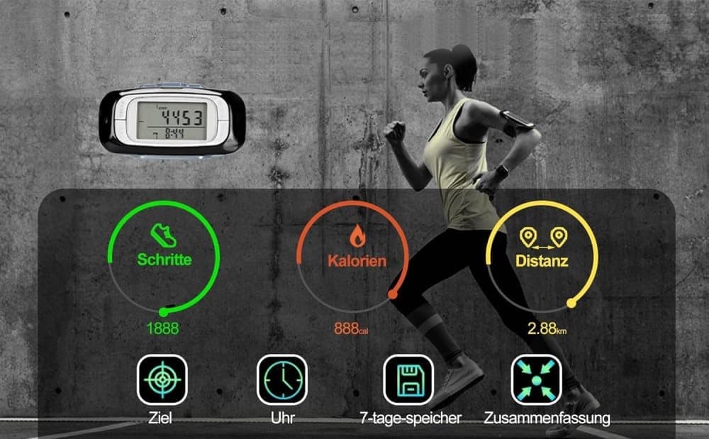 3D Sensor Pedometer, Multifunctional Step Counter for Daily Exercise and Health Tracking