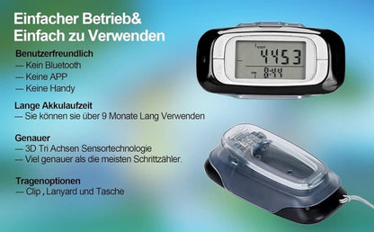 3D Sensor Pedometer, Multifunctional Step Counter for Daily Exercise and Health Tracking