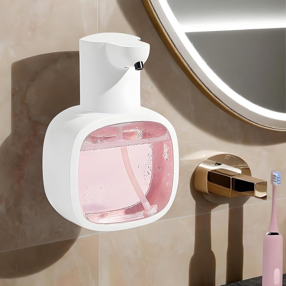 500ml Rechargeable Automatic Soap Dispenser Wall Mounted with 4 Levels, Compatible with Kitchen and Bathroom