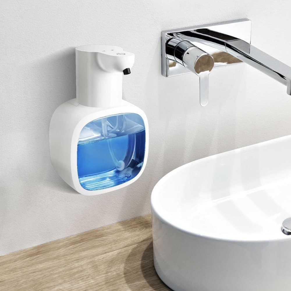 500ml Rechargeable Automatic Soap Dispenser Wall Mounted with 4 Levels, Compatible with Kitchen and Bathroom