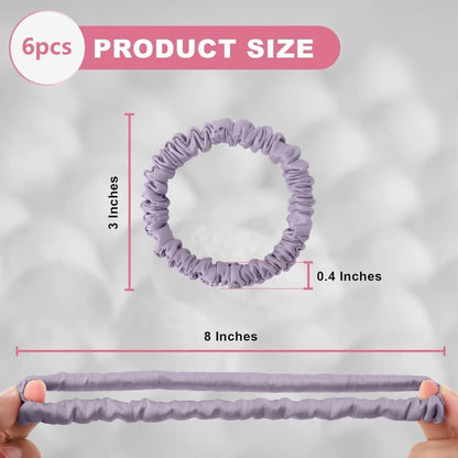 6-Pack Silk Scrunchies Hair Bands 100% Mulberry Silk Gentle No Damage High Elasticity, 16 Momme