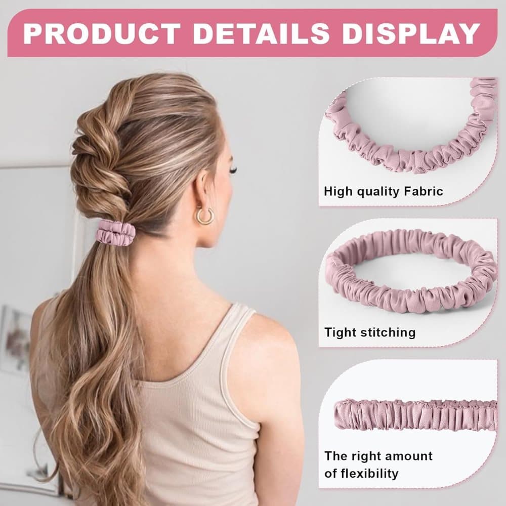 6-Pack Silk Scrunchies Hair Bands 100% Mulberry Silk Gentle No Damage High Elasticity, 16 Momme