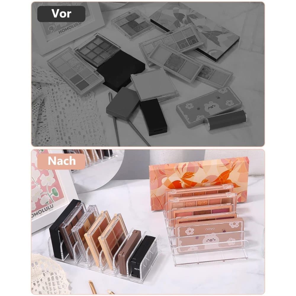 2-Pack Acrylic Makeup Organizer with 7 Compartments for Eyeshadow, 17×8.5×4cm, Perfect for Vanity and Dressing Tables