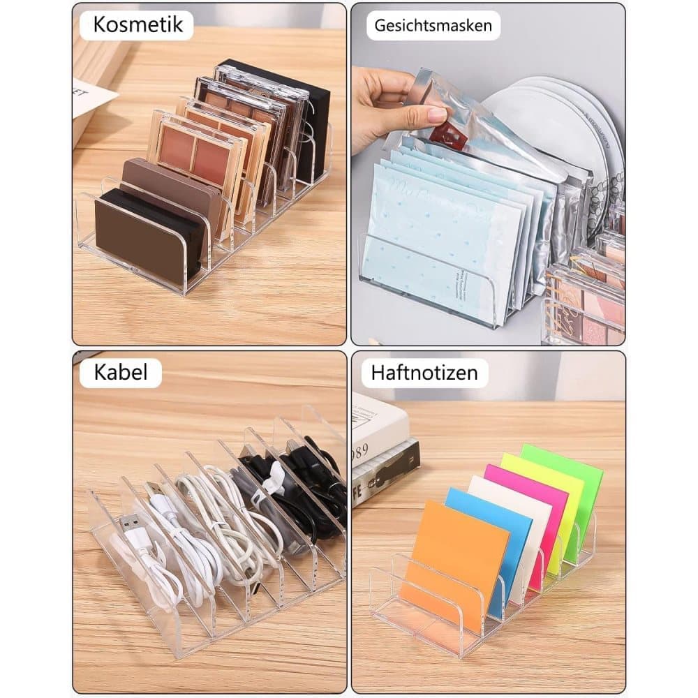 2-Pack Acrylic Makeup Organizer with 7 Compartments for Eyeshadow, 17×8.5×4cm, Perfect for Vanity and Dressing Tables