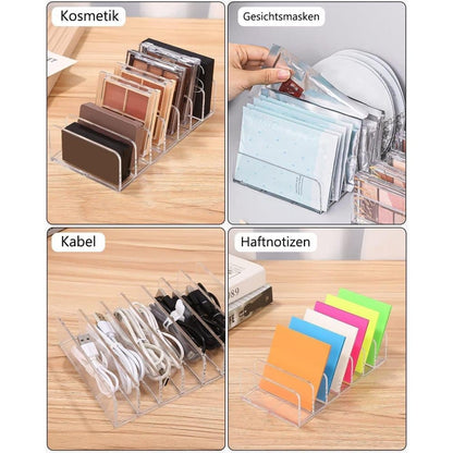 2-Pack Acrylic Makeup Organizer with 7 Compartments for Eyeshadow, 17×8.5×4cm, Perfect for Vanity and Dressing Tables
