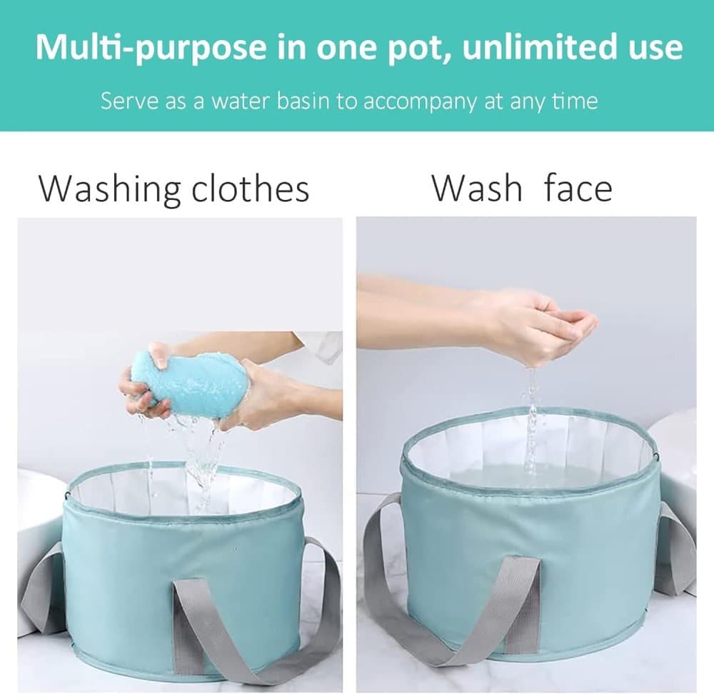 Foldable Foot Bath Tub 30x20cm, Gray, Portable for Home Travel Camping Outdoor Use, Spa and Care