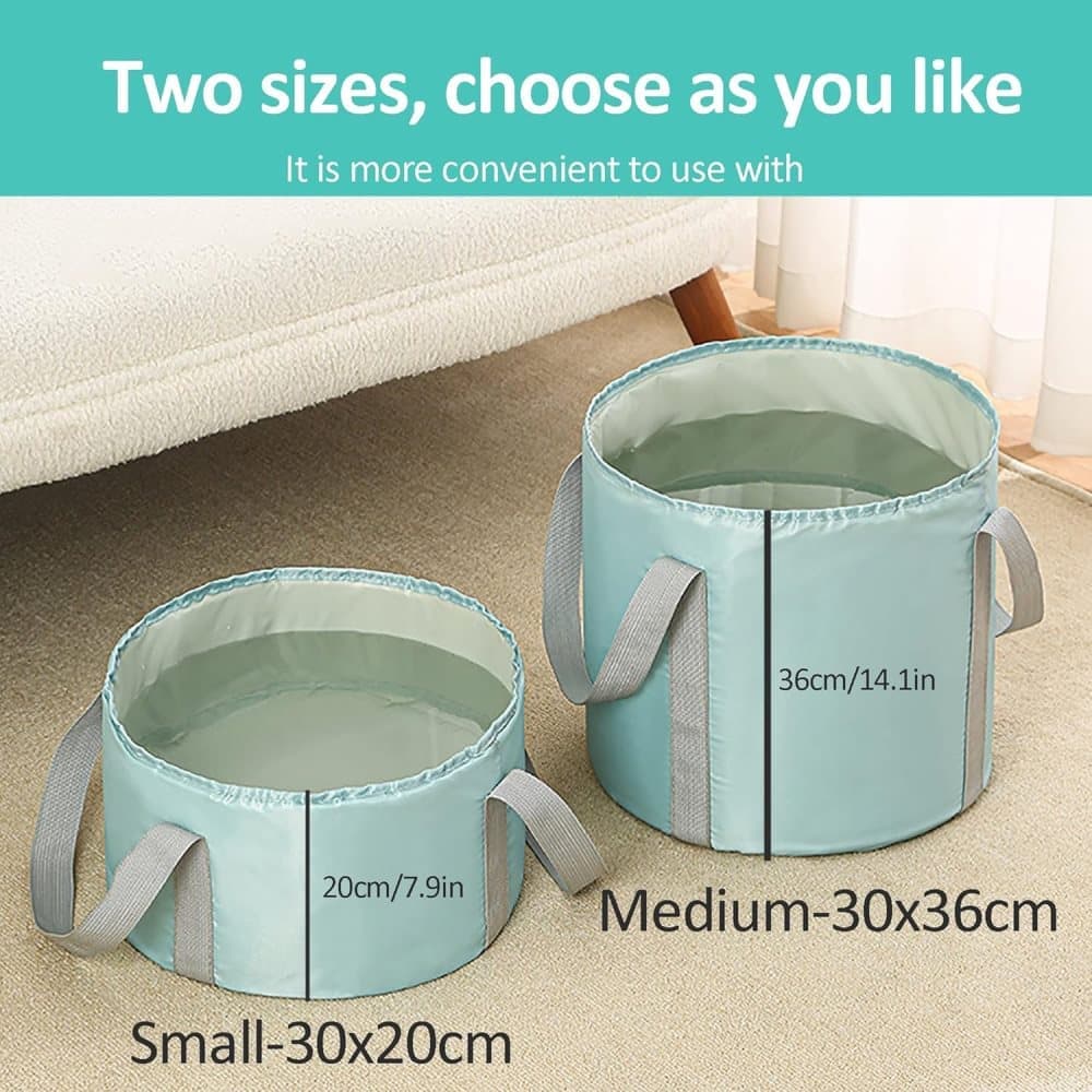 Foldable Foot Bath Tub 30x20cm, Gray, Portable for Home Travel Camping Outdoor Use, Spa and Care